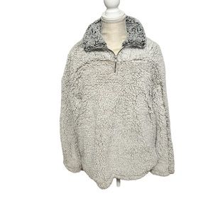 Thread & Supply Sherpa pullover sweater ivory zip fleece